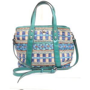 Patricia Nash Cameley Turquoise Woven Leather Bag Crossbody Satchel Purse